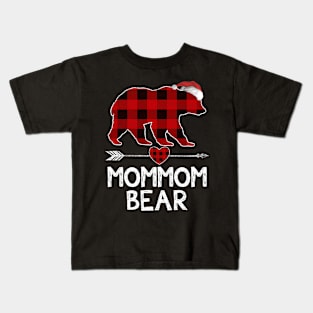Red Plaid Mommom Bear Santa Arrow Shirt Matching Pajama Family Kids T-Shirt
